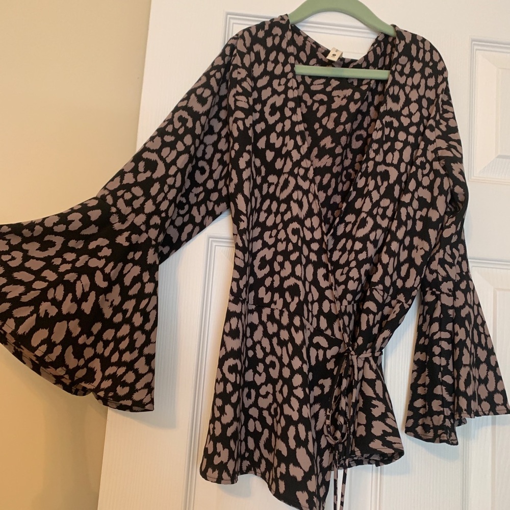 Animal Print Wrap Top